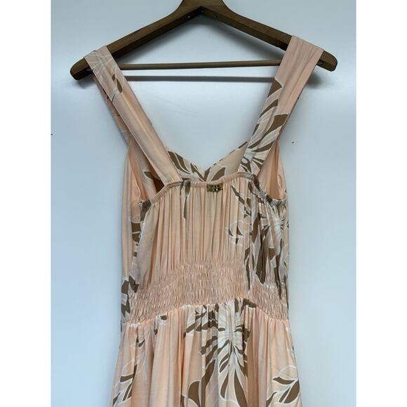 Lucy in the Sky Peach Floral High Low Tiered Layered Sleeveless Keyhole Dress P - Picture 6 of 11